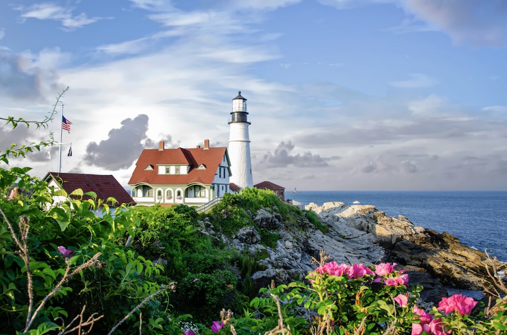 white and orange lighthouse photo