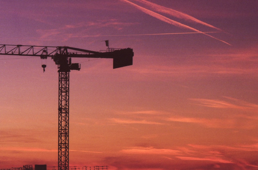 silhouette of tower crane