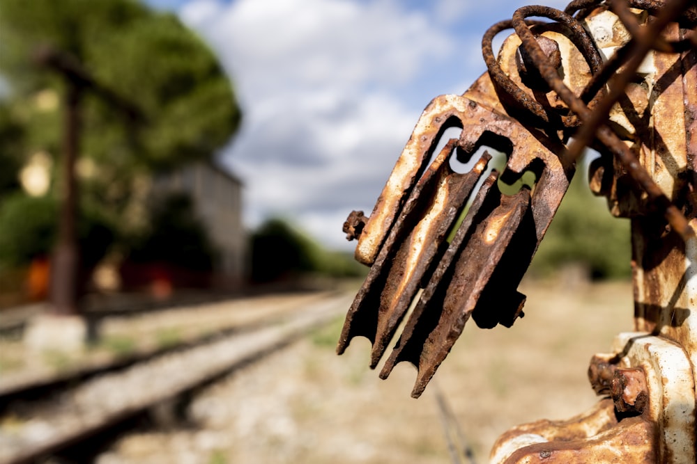 destroyed brown metal component