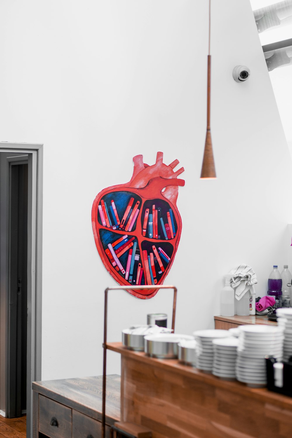 red and blue heart painting