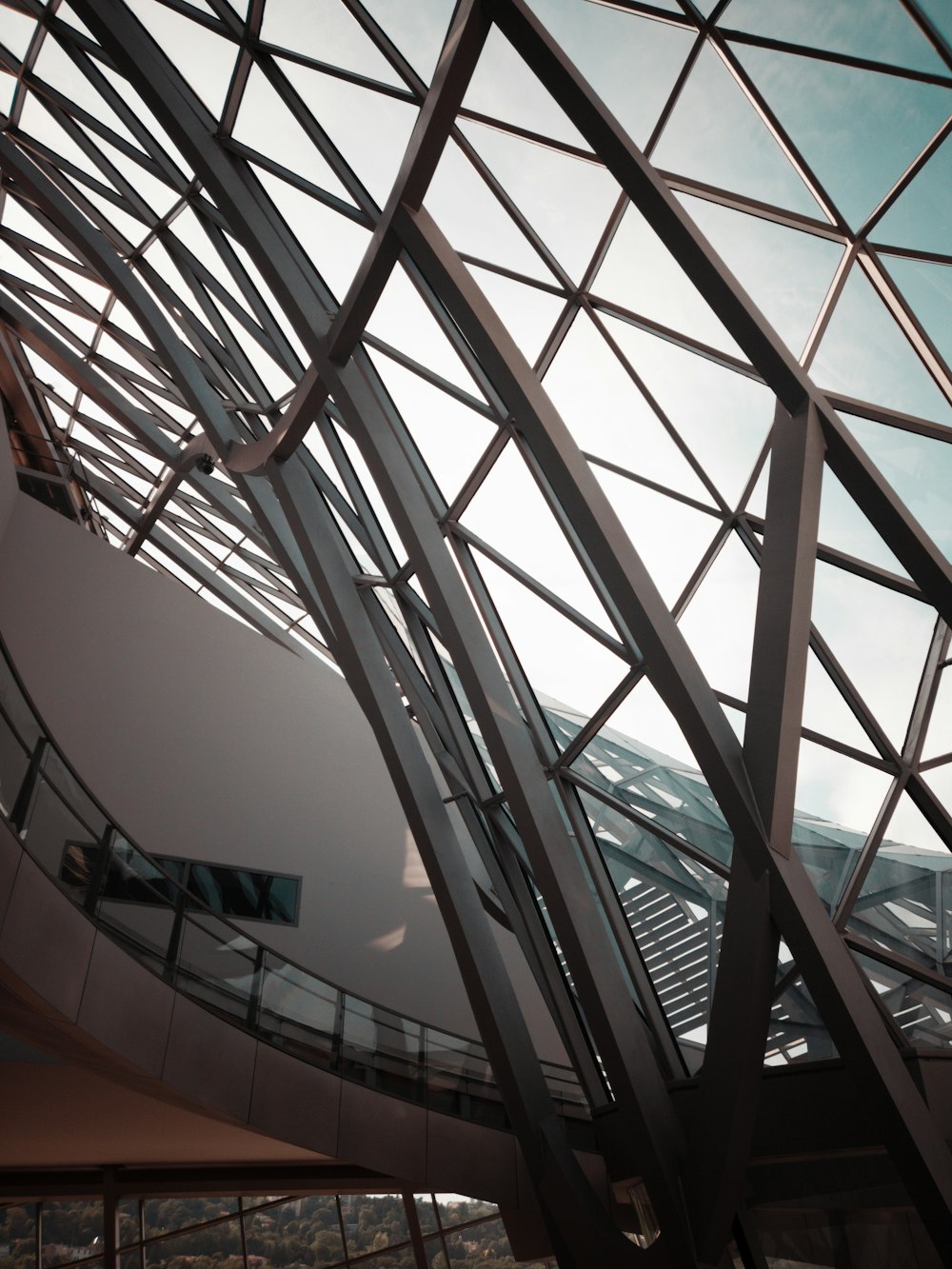 grey metal framed glass window in building