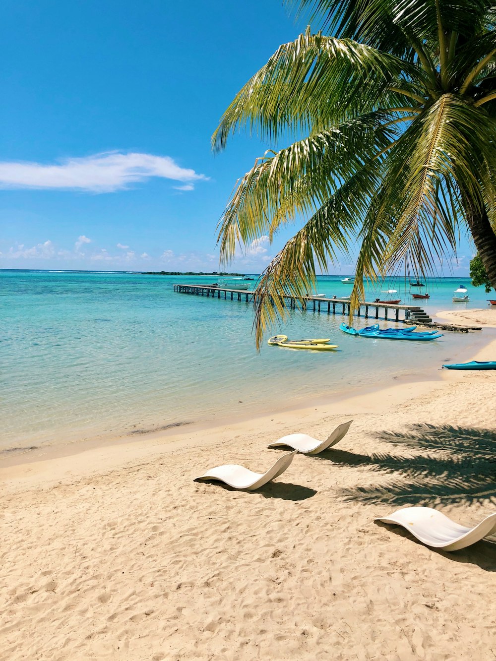 three white loungers