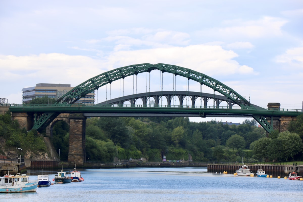 Bridge over the River Wear in Sunderland with the waterfront beyond