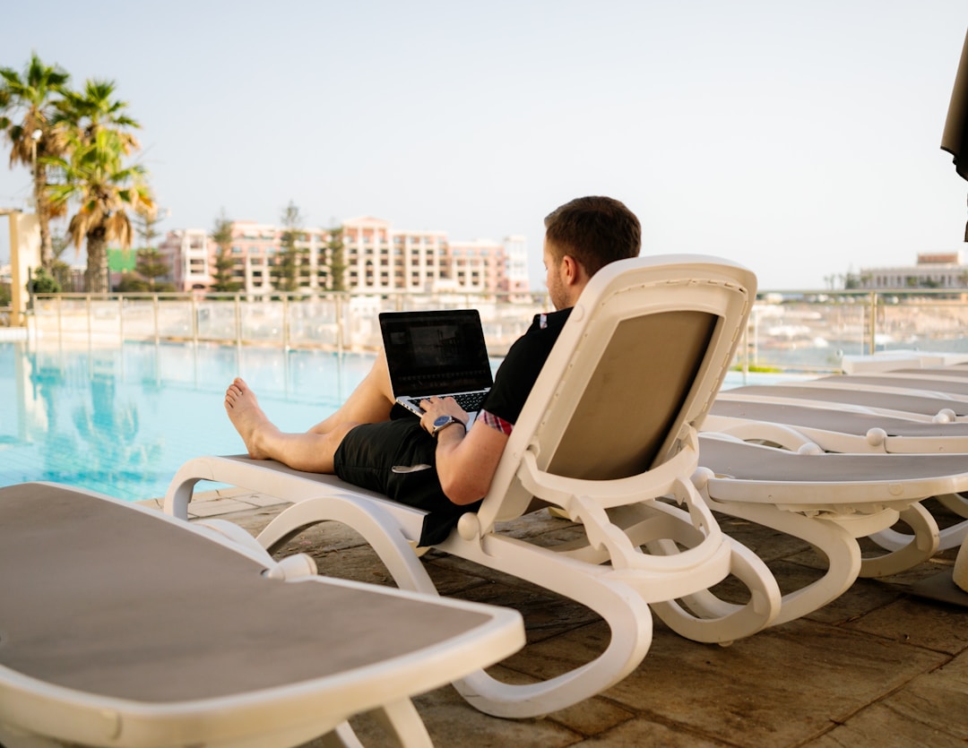 working by the Pool