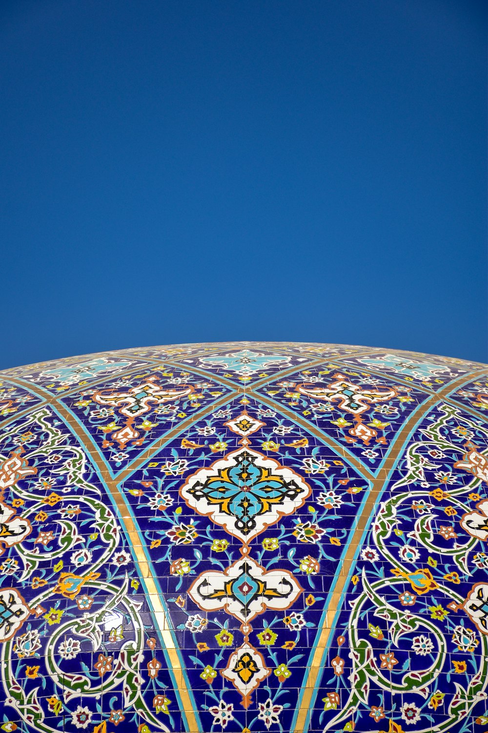 blue and white floral glass roof