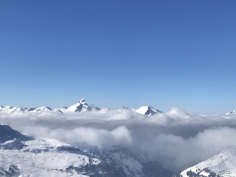 mountain ranges covered in snow