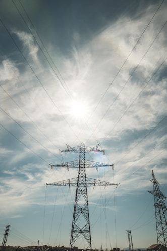 transmission tower sunlight