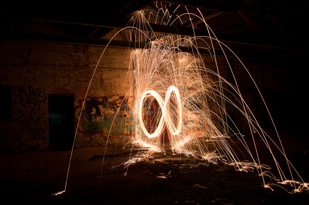 steel wool photography of during nighttime