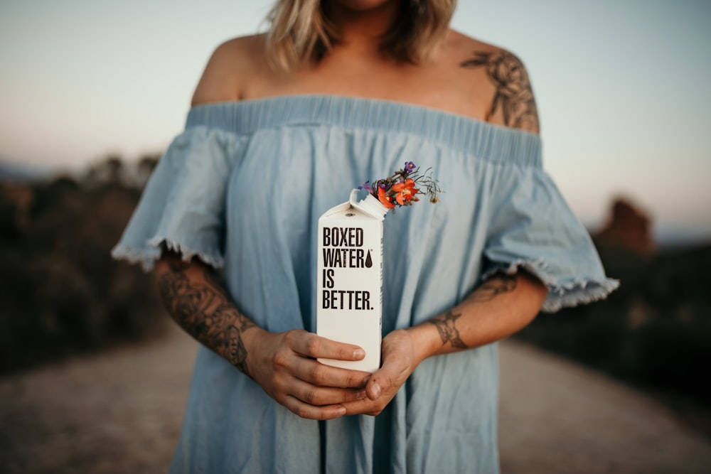 women's blue off-shoulder blouse