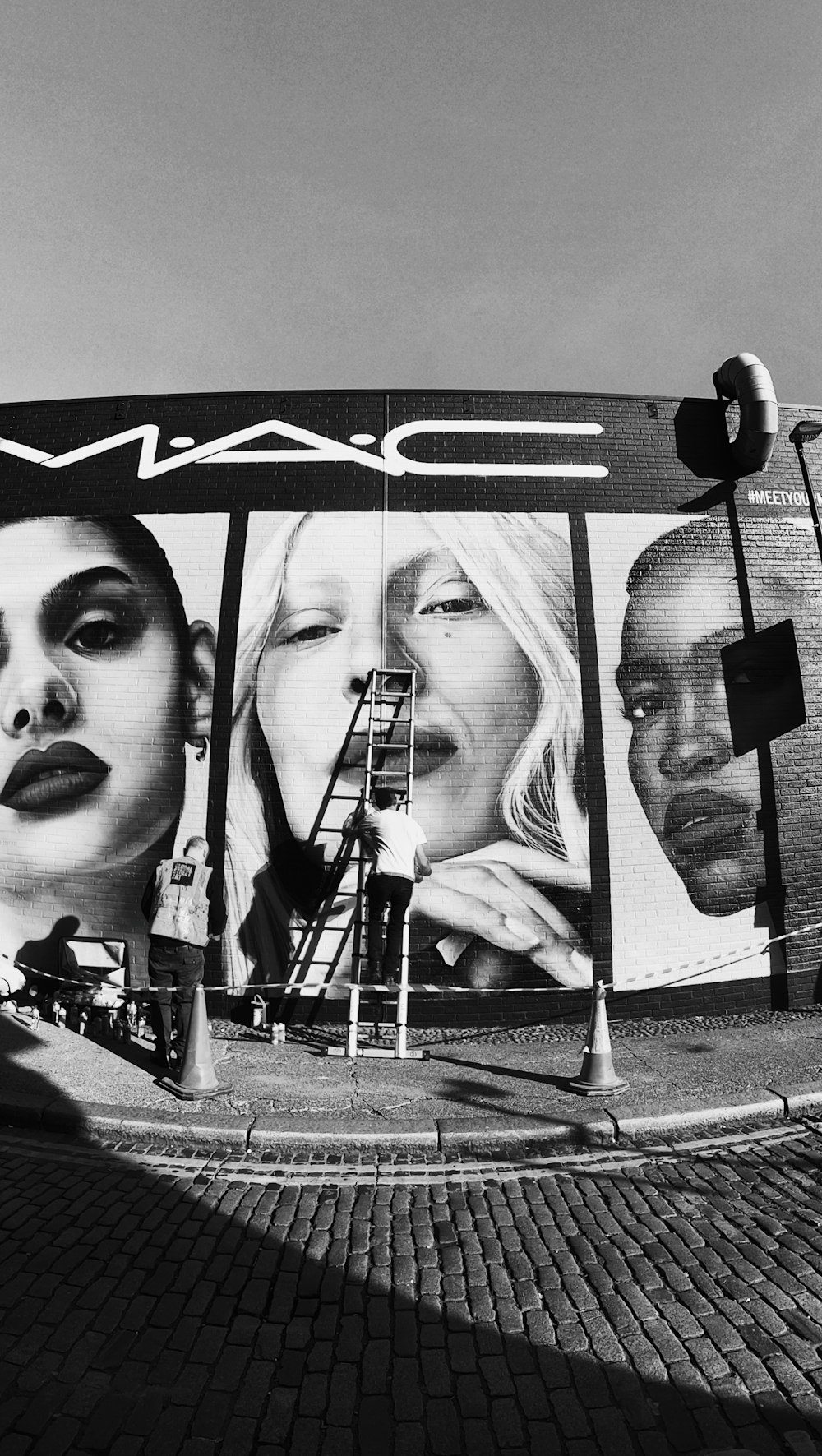 MAC cosmetic painting on wall in grayscale