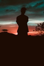 silhouette photography of man