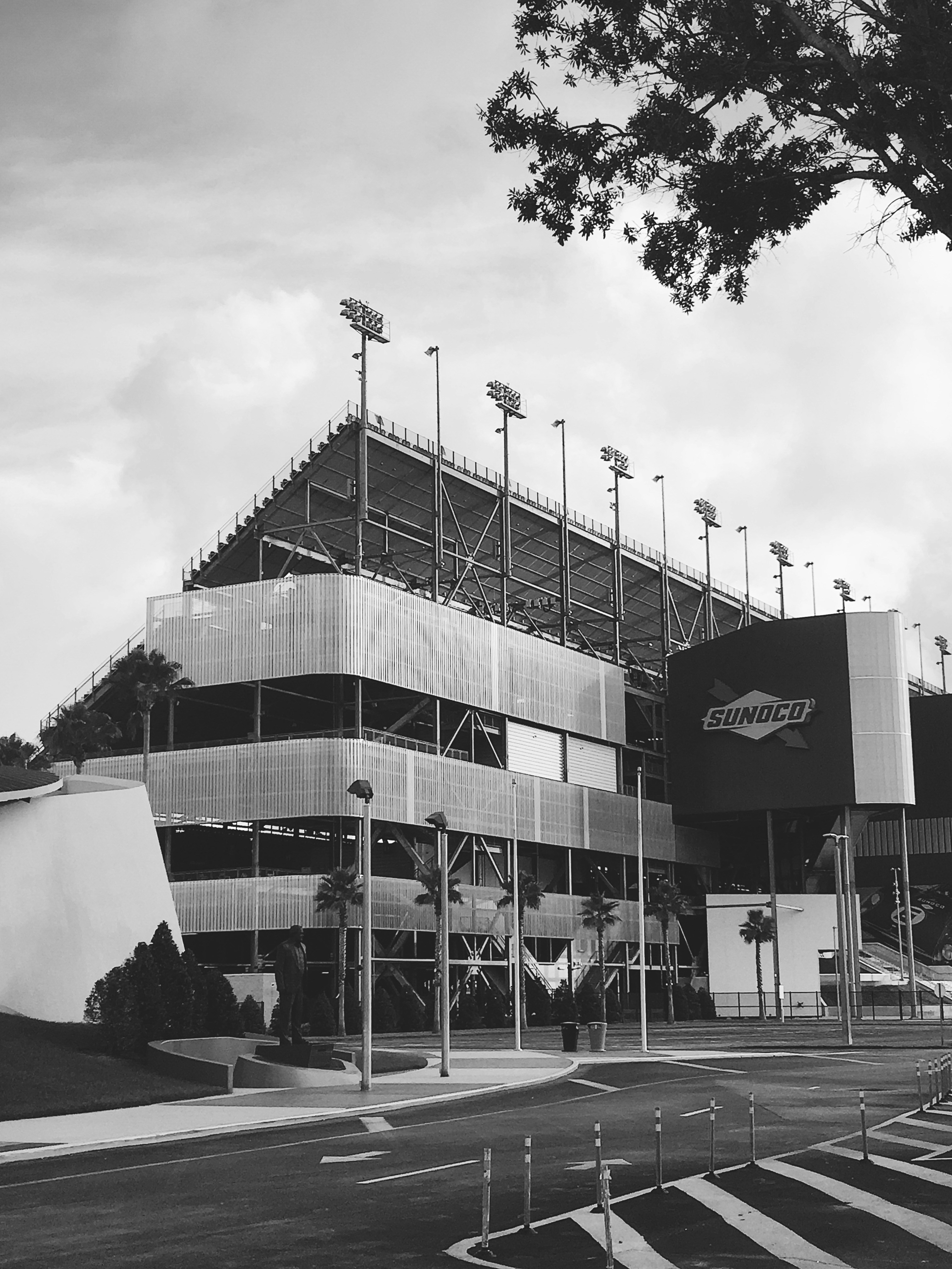 grayscale photography of building
