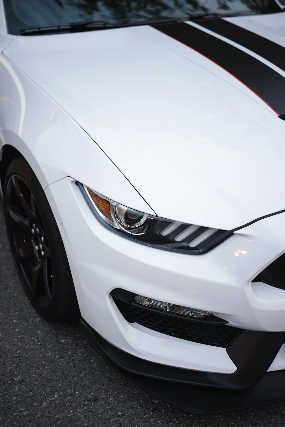 white Ford Mustang