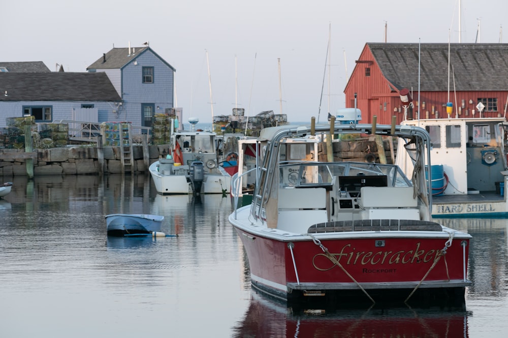 red and white boat