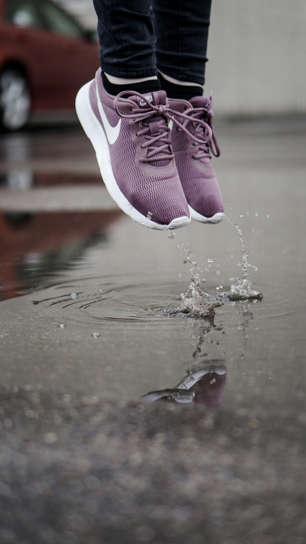 purple-and-white Nike low-top sneakers