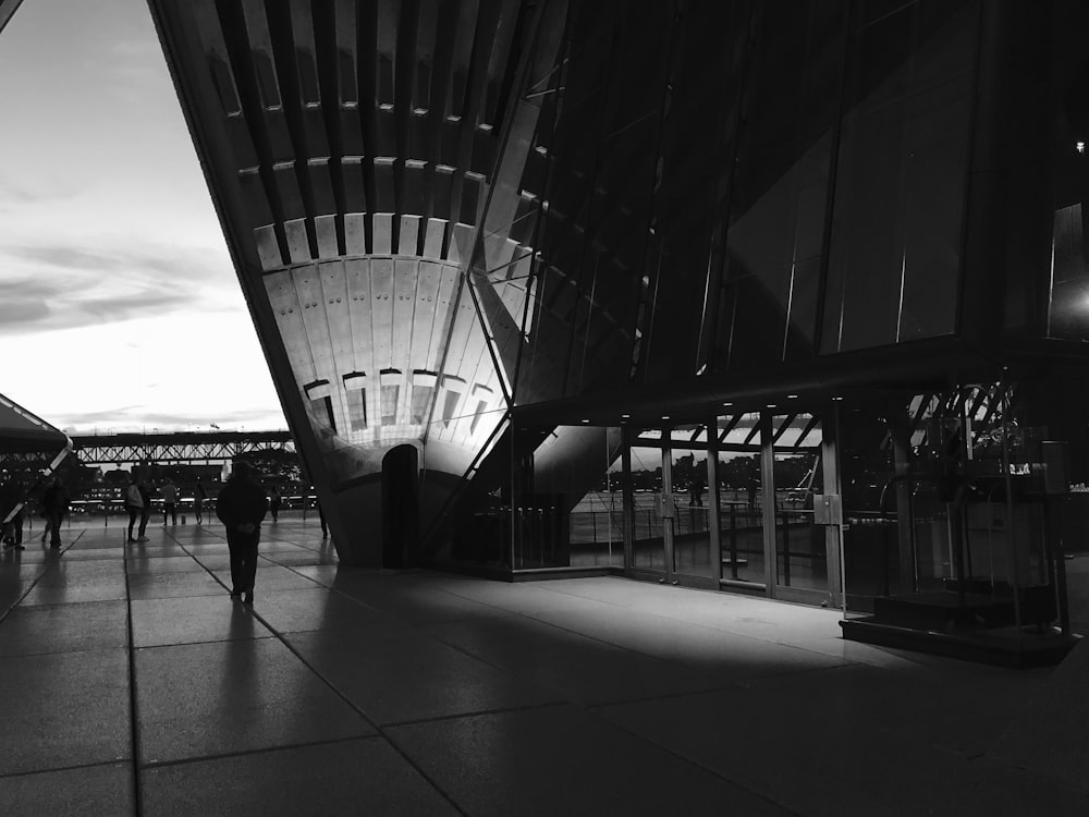 person walking near building