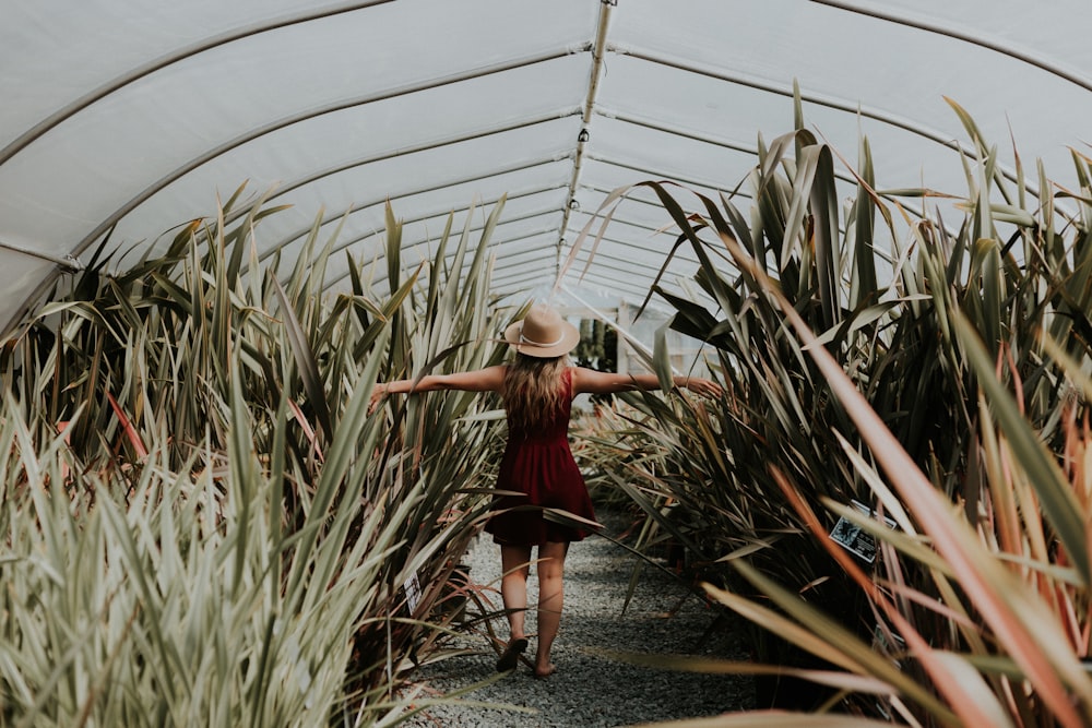 woman inside greenhouse