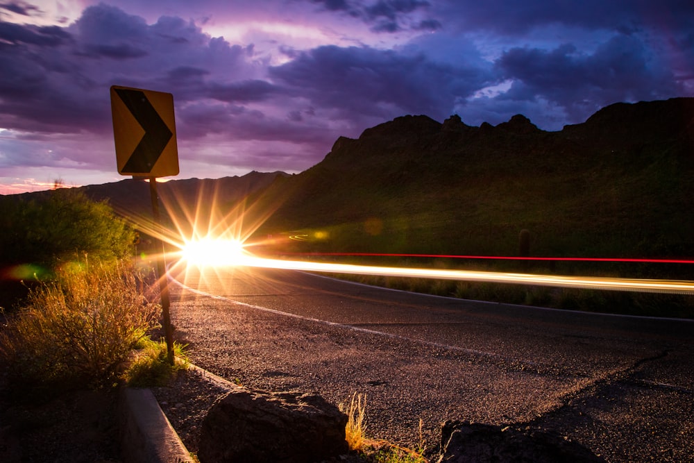 road during golden hour