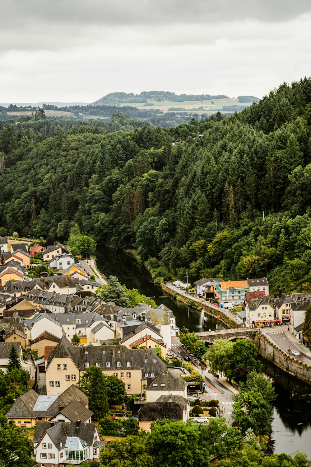 a town with a river running through it