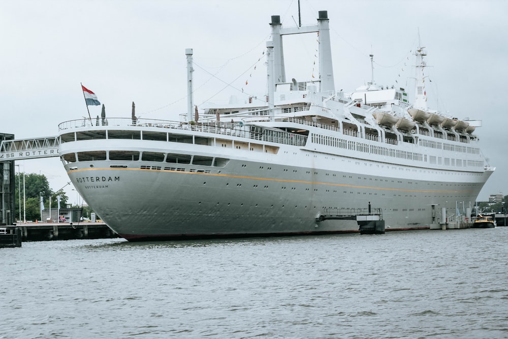 white ship on water