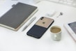 A collection of productivity tools arranged neatly on a desk.