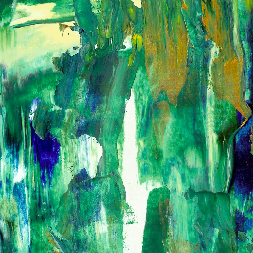 Pintura abstracta verde y azul