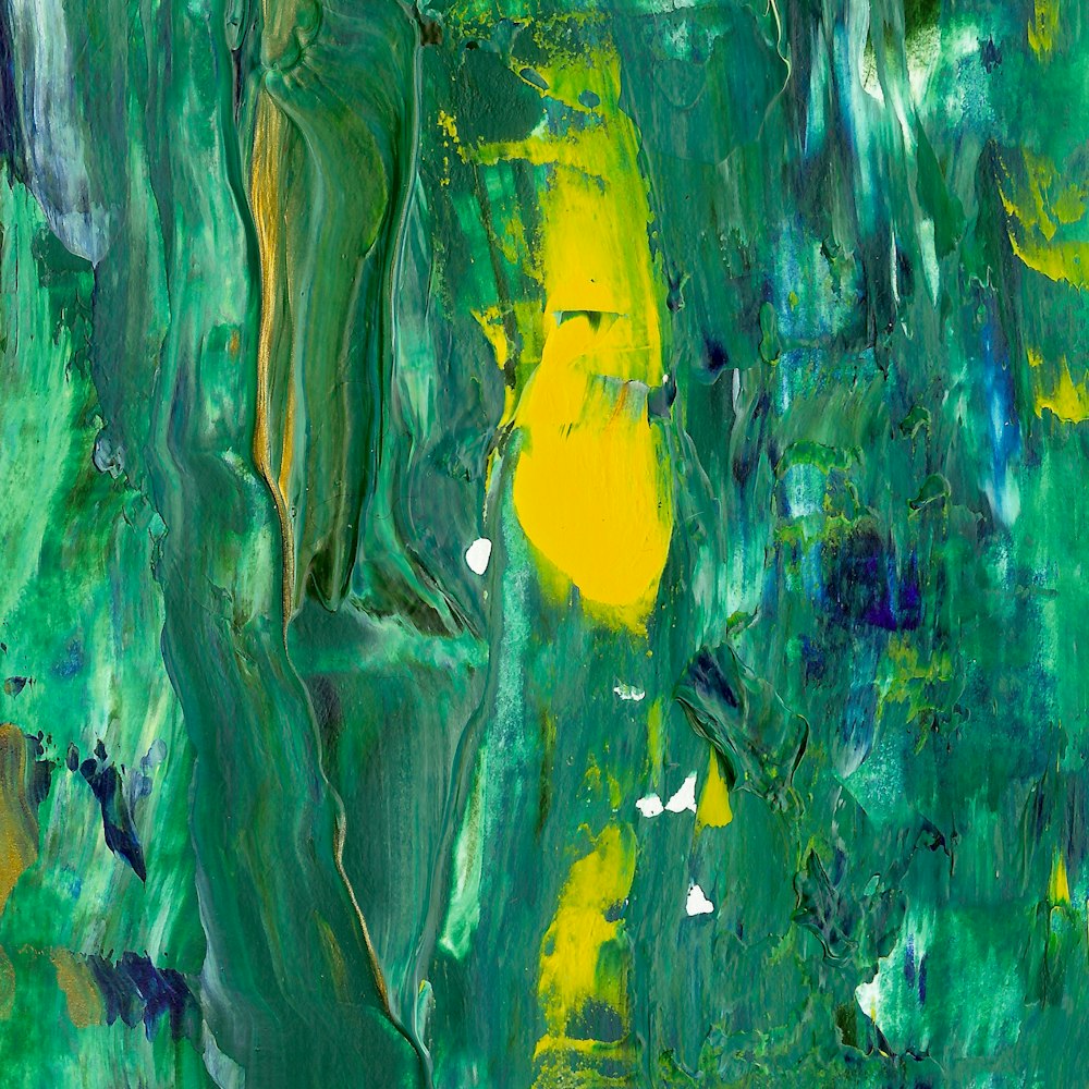 green and yellow canvas painting
