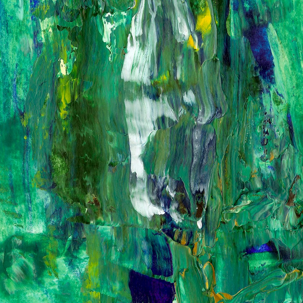 peinture abstraite verte et bleue