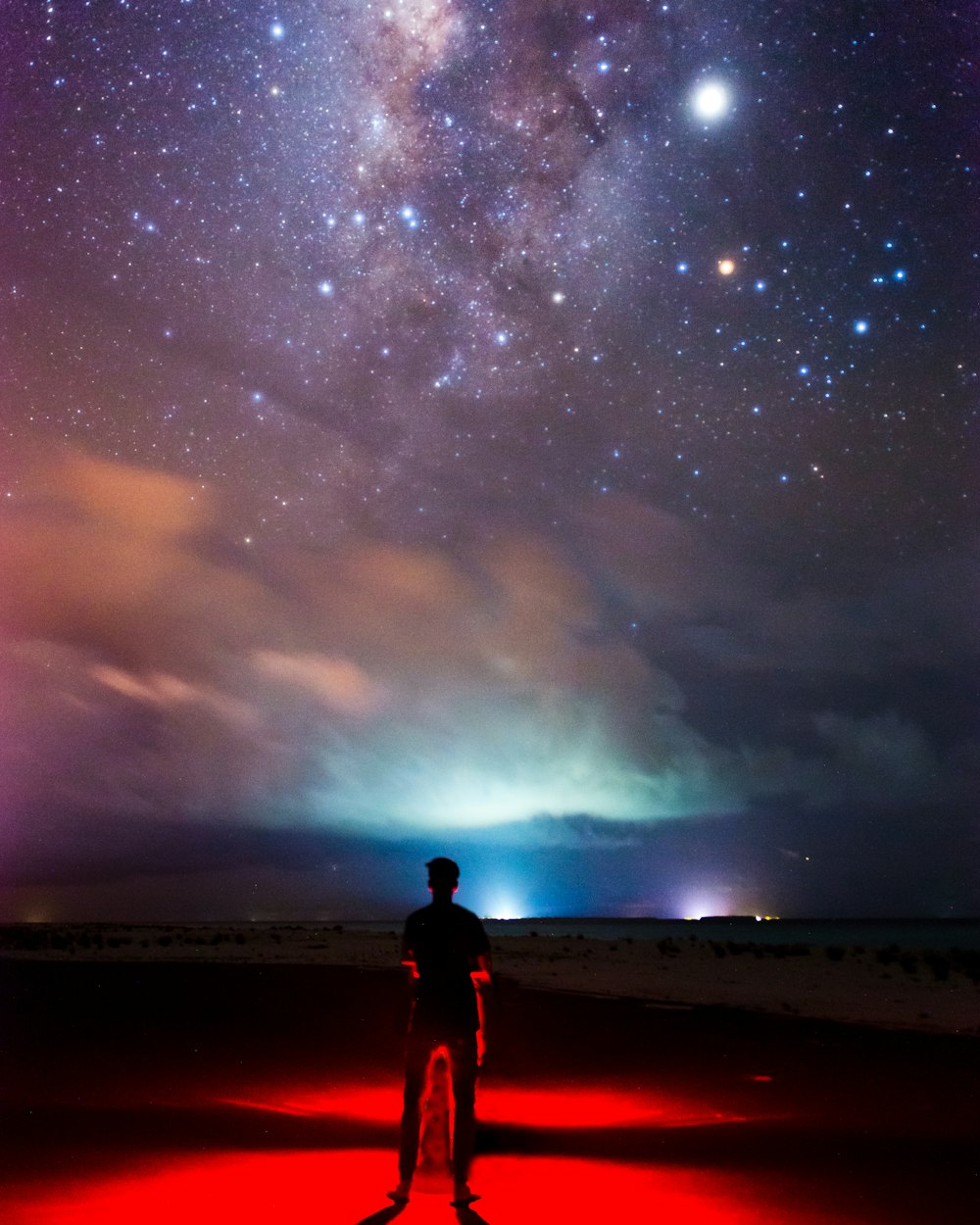 person standing during nighttime