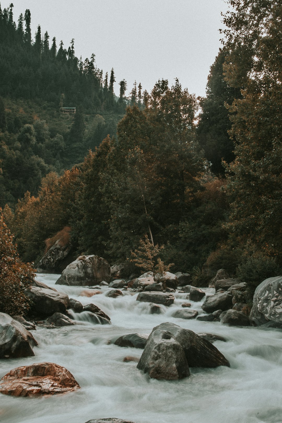 river under white sky