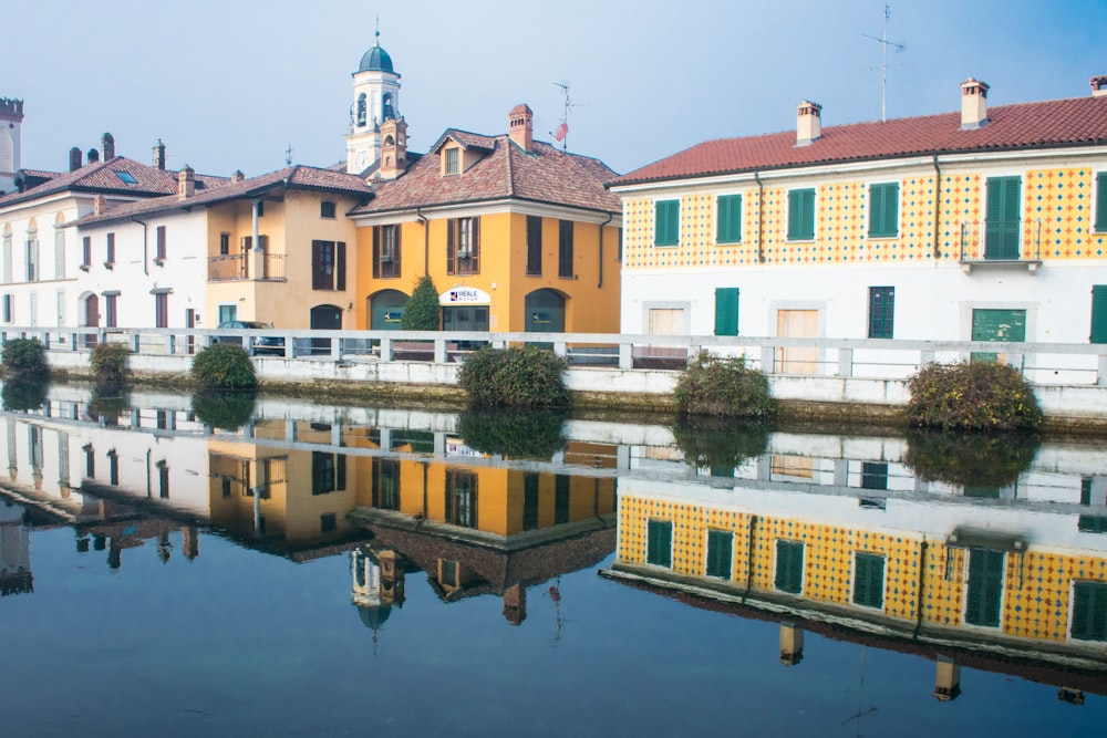 body of water beside buildings