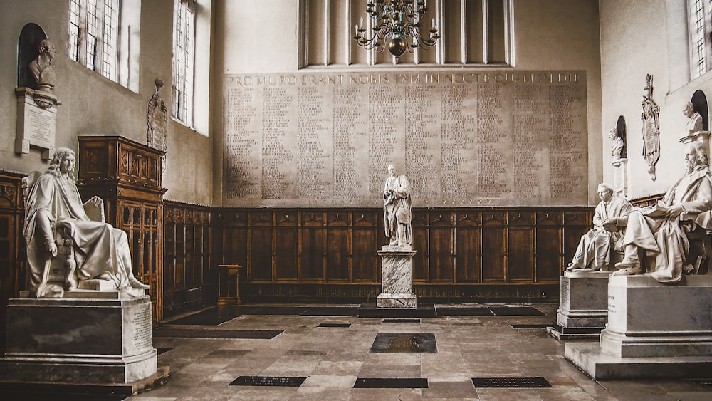 different statue inside building view