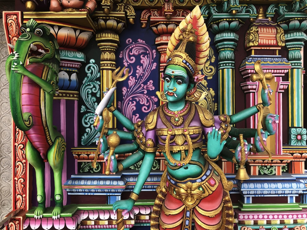 Pintura mural de deidades indias