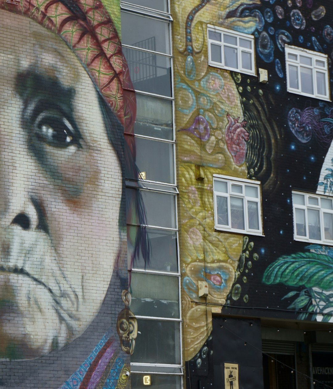 Hackney, East London. Old Native American Woman. Mural.