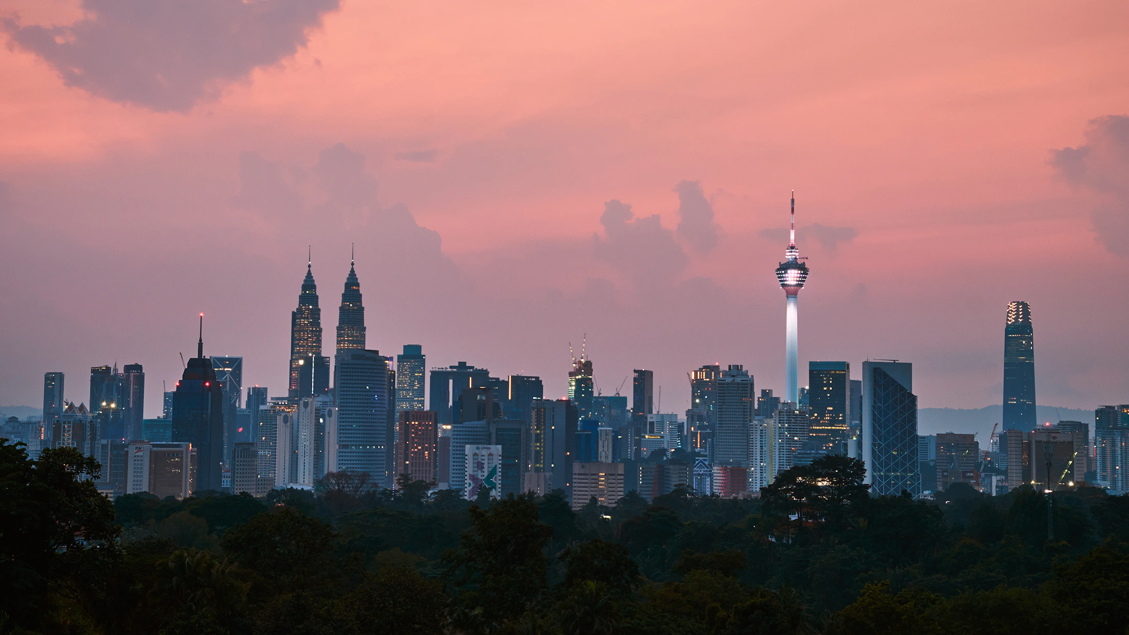 Kuala Lumpur skyline sparkling at night, Malaysia