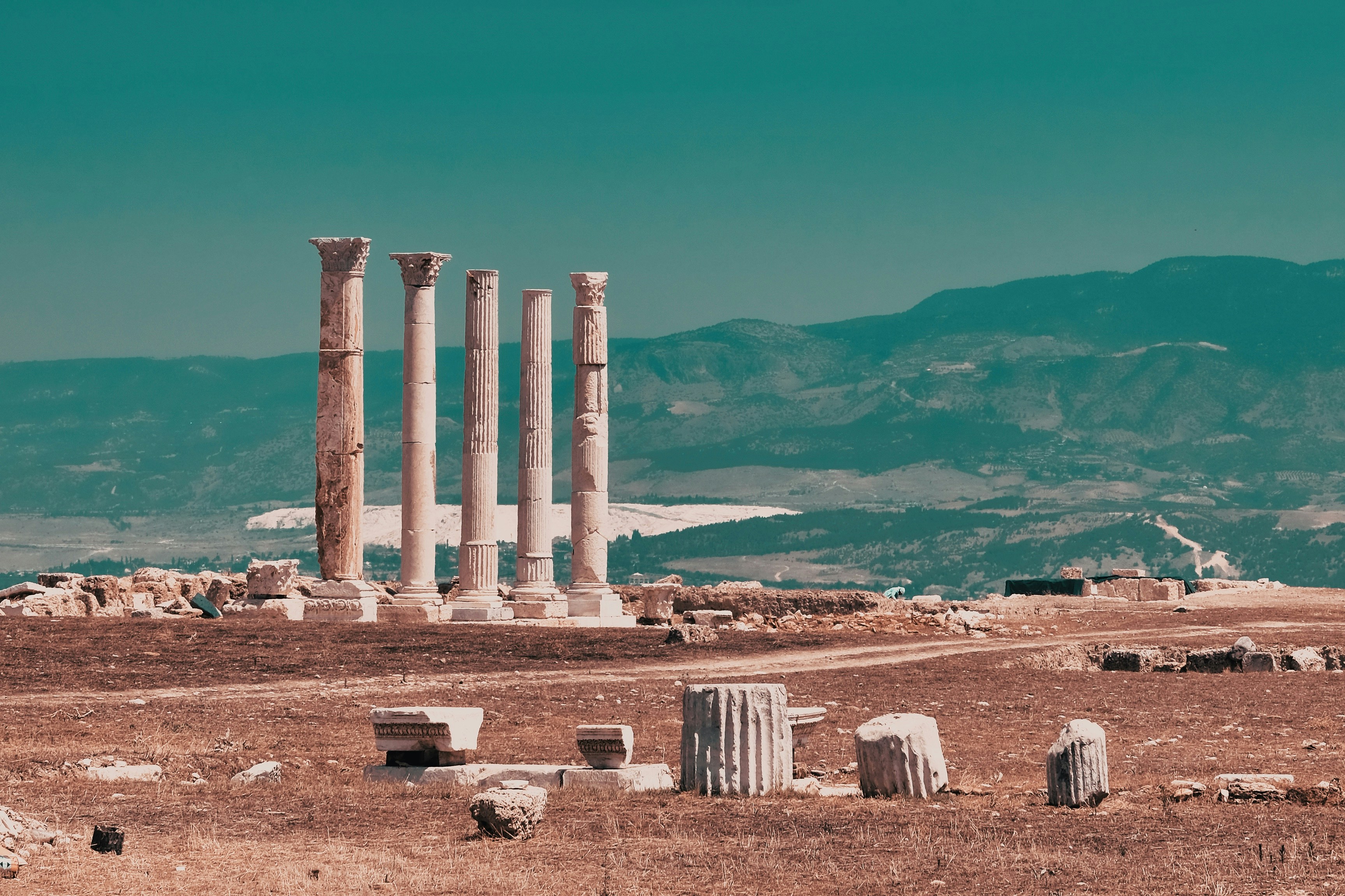 the ruins of the ancient city of palmyran, 