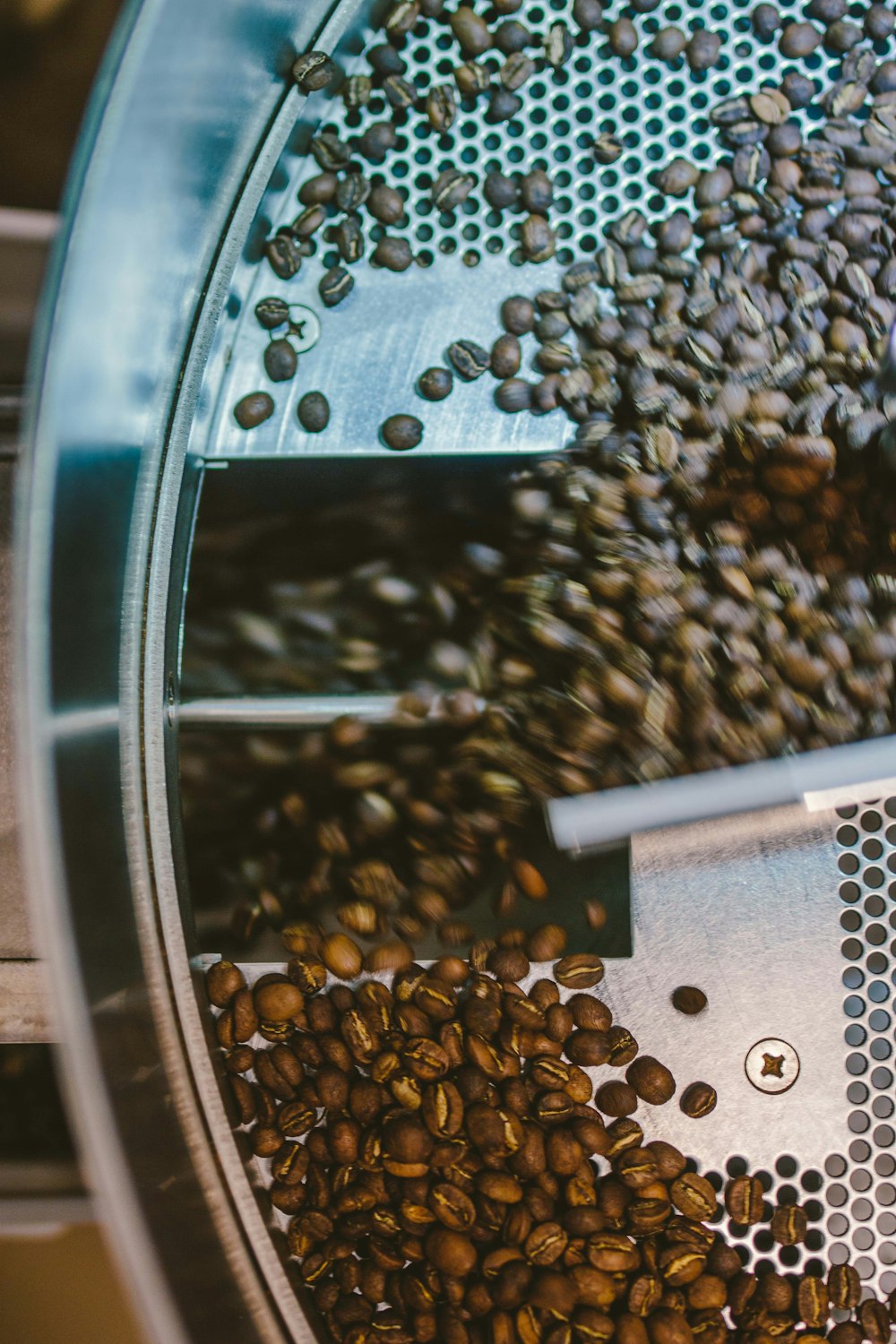 coffee beans in grey container