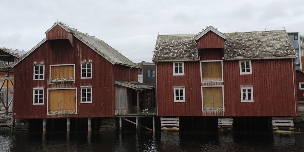 red wooden houses