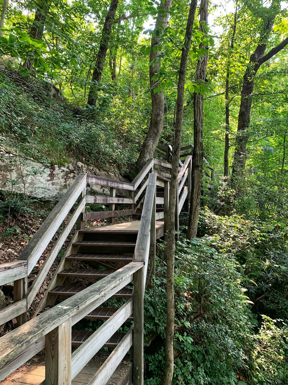 gray wooden stair