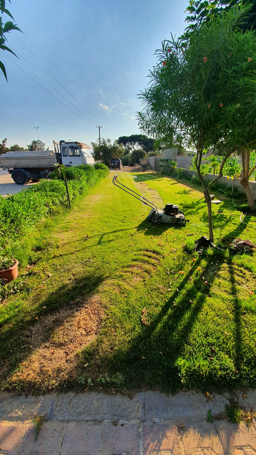 gray push mower