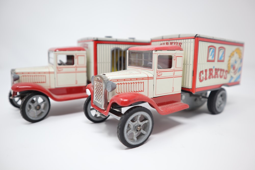 two white circus van toys