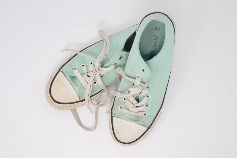 Pair of mint canvas low-top sneakers