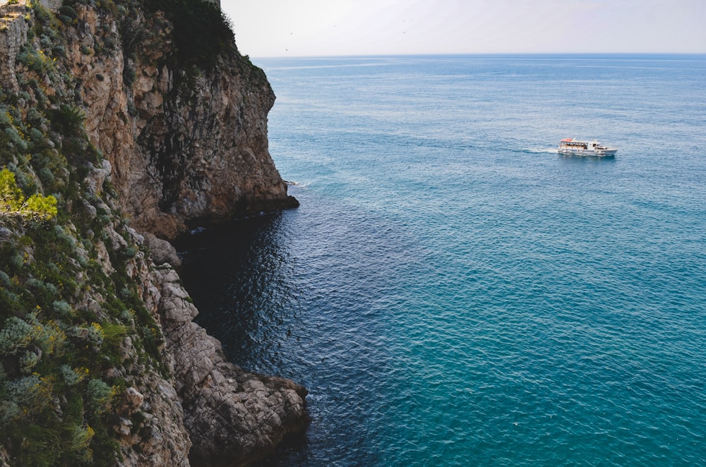 white ship on sea