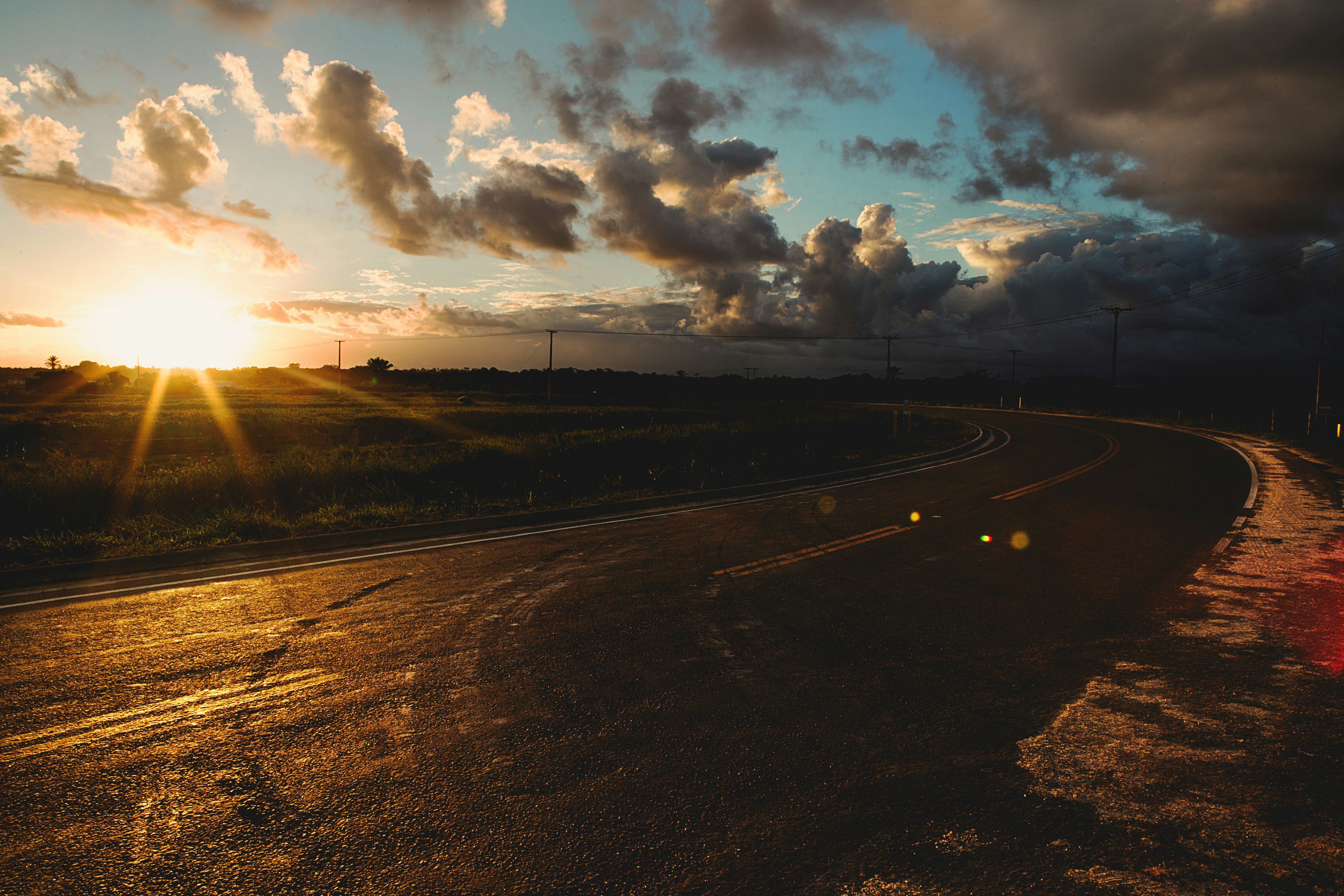 road during golden hour