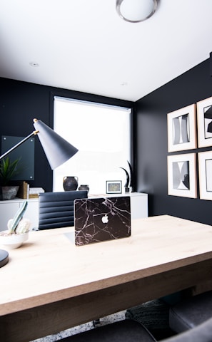 table lamp on desk inside room