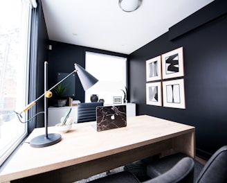 table lamp on desk inside room