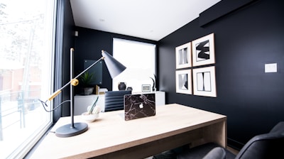 table lamp on desk inside room