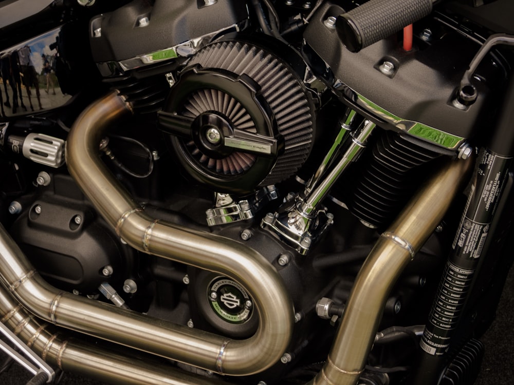 closeup photography of motorcycle engine