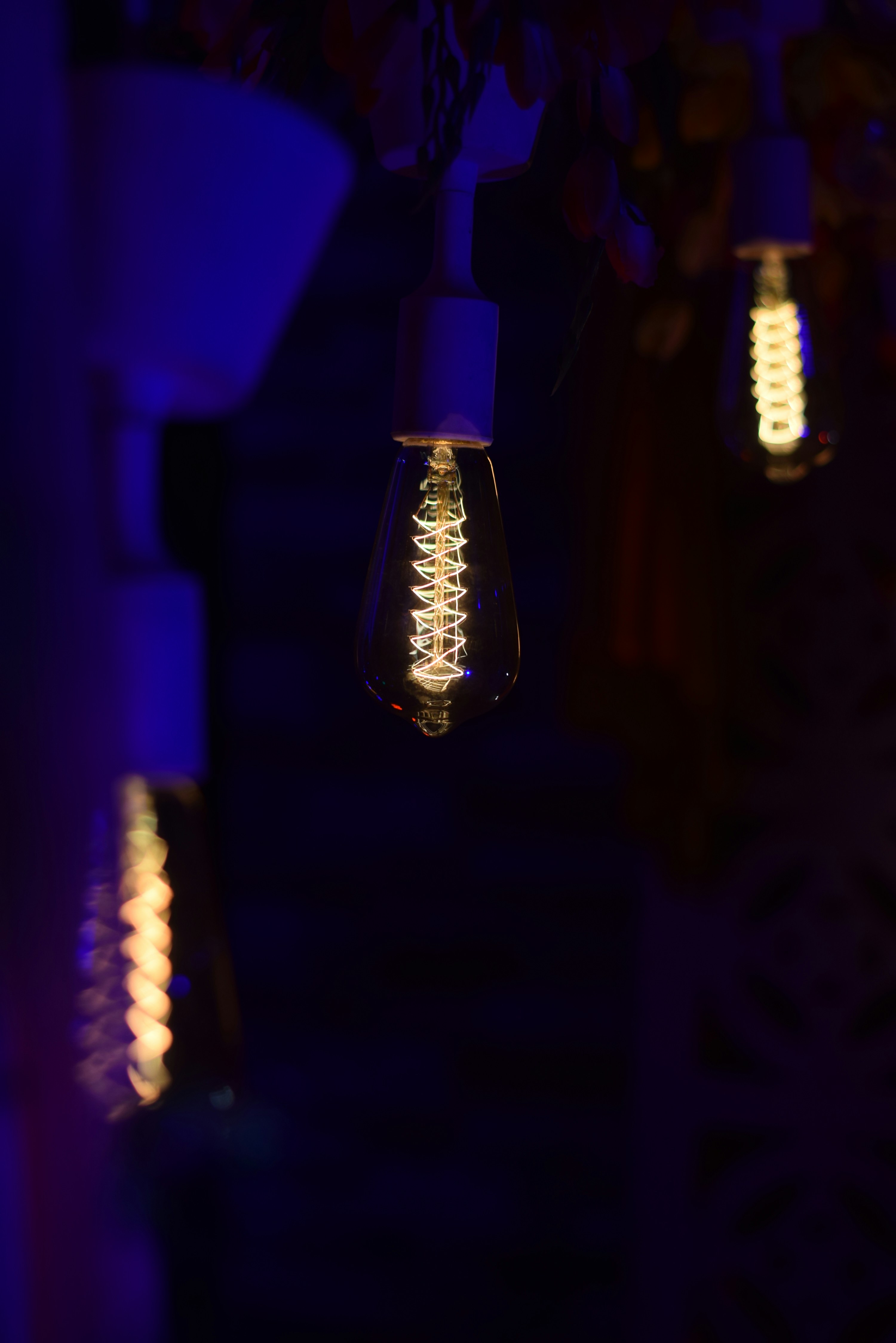 three ceiling lights turned on