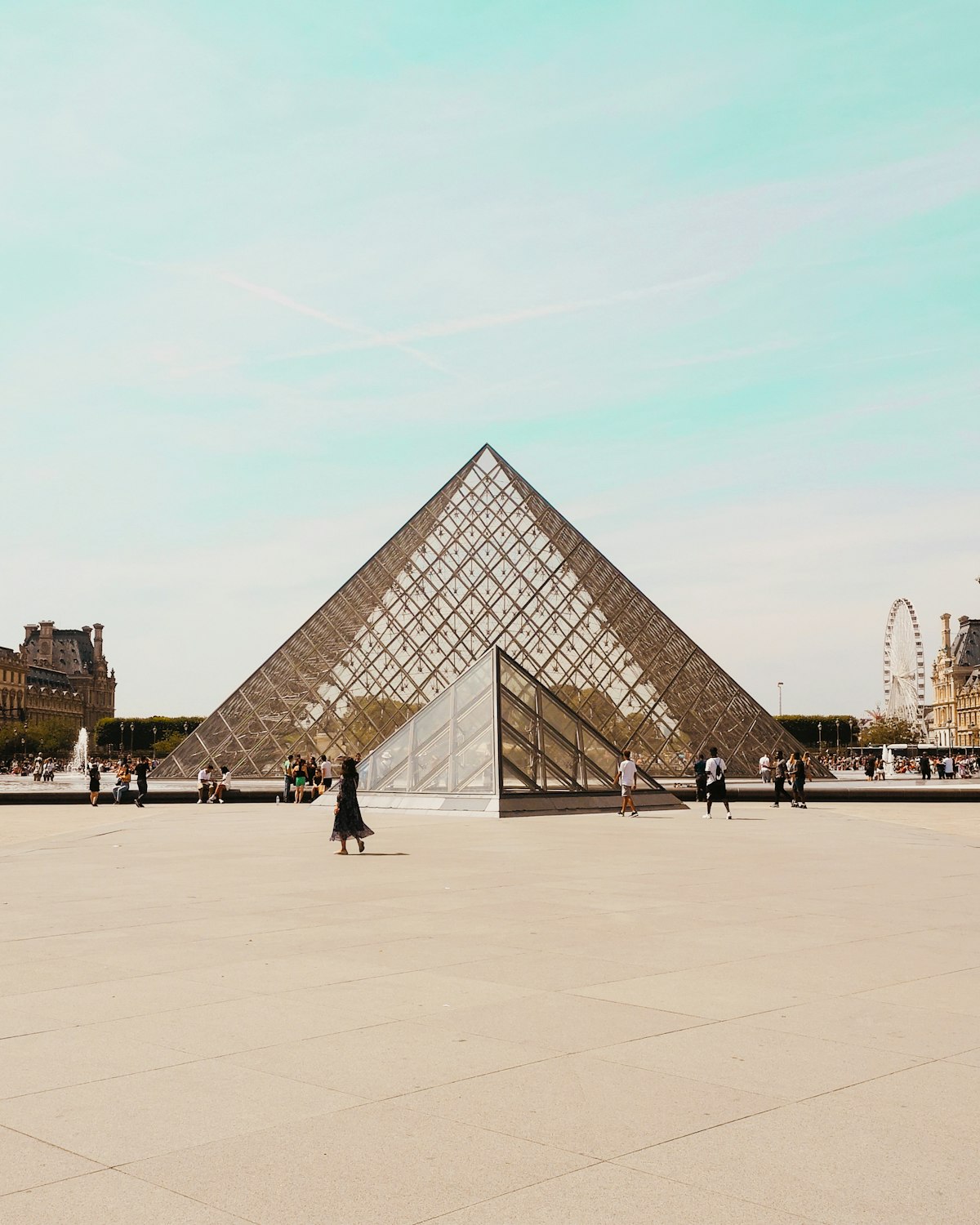The glass pyramid of the Louvre Museum in Paris